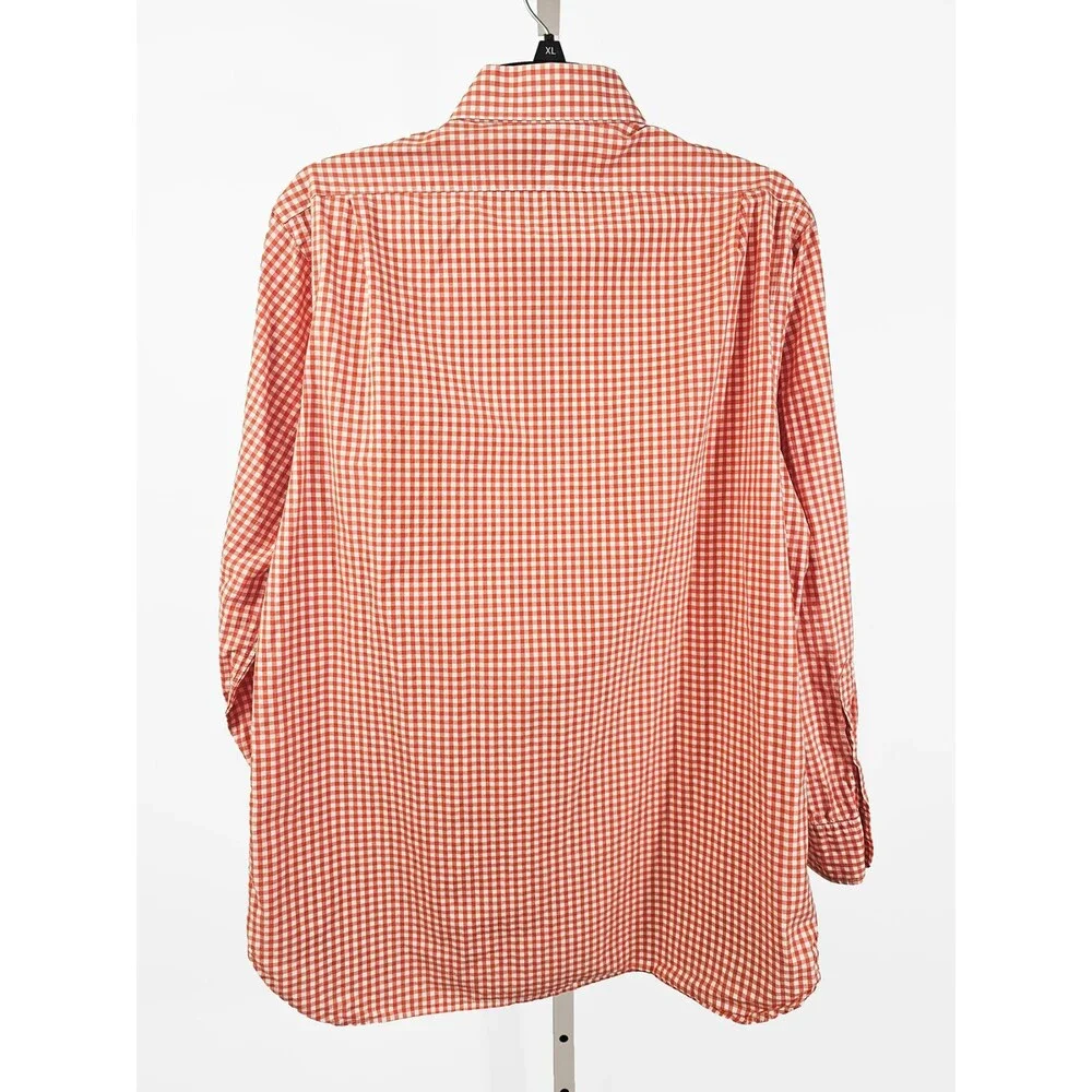 Polo Ralph Lauren Medium 16-33 Regent Custom Fit Orange Gingham Button Down